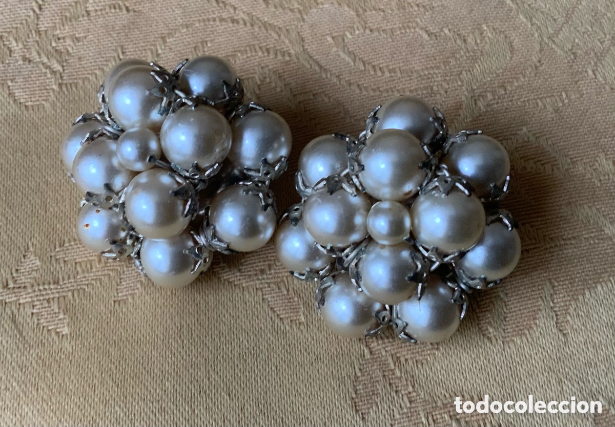 Vintage: PENDIENTES PERLA VINTAGE 3 CM DIAMETRO