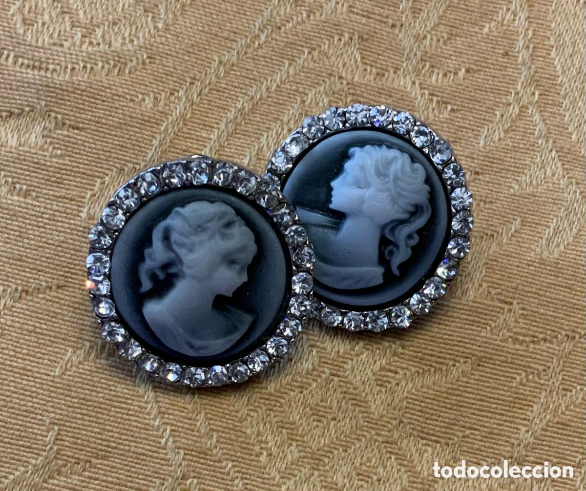 Vintage: PENDIENTES CAMAFEO EN GRIS - Foto 5
