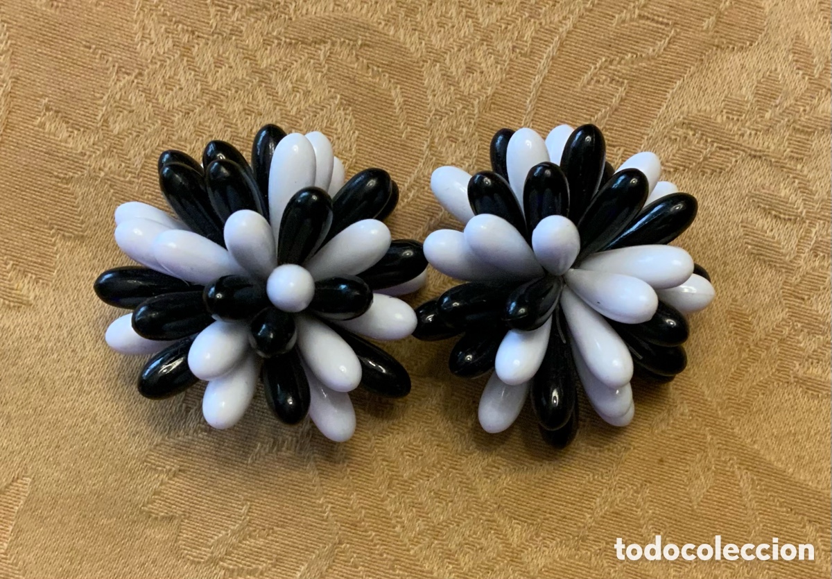 Vintage: PENDIENTES VINTAGE BLANCOS Y NEGROS - Foto 6