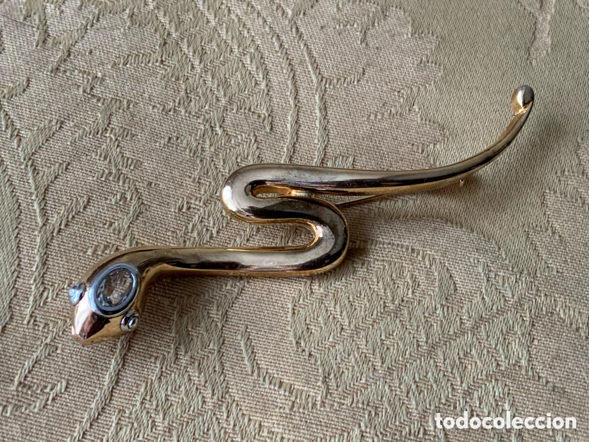 Vintage: BROCHE SERPIENTE PLATA 925 SOBREDORADA - Foto 1