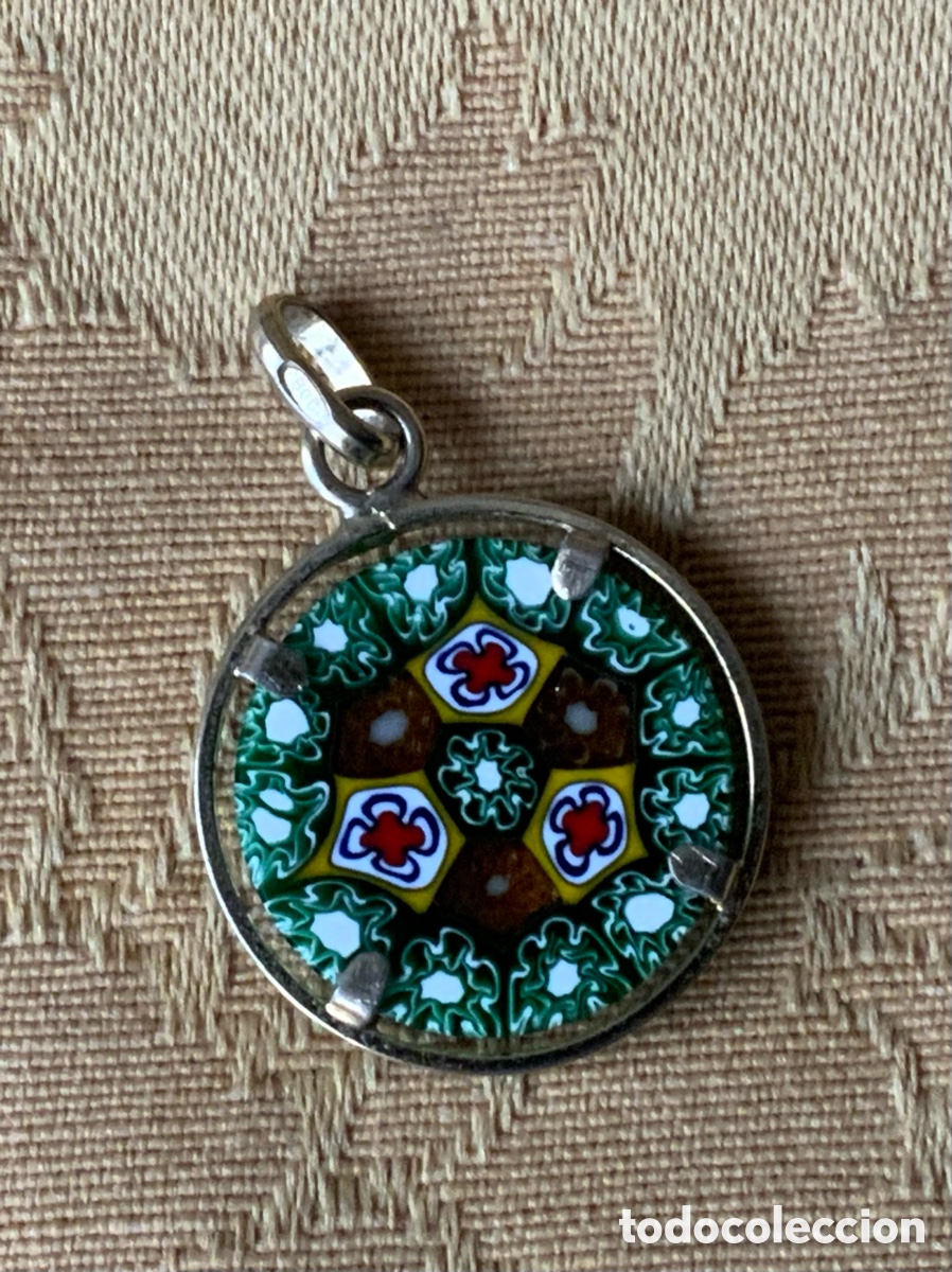 Vintage: ANTIGUO COLGANTE MURANO MILEFIORI Y PLATA SOBREDORADA