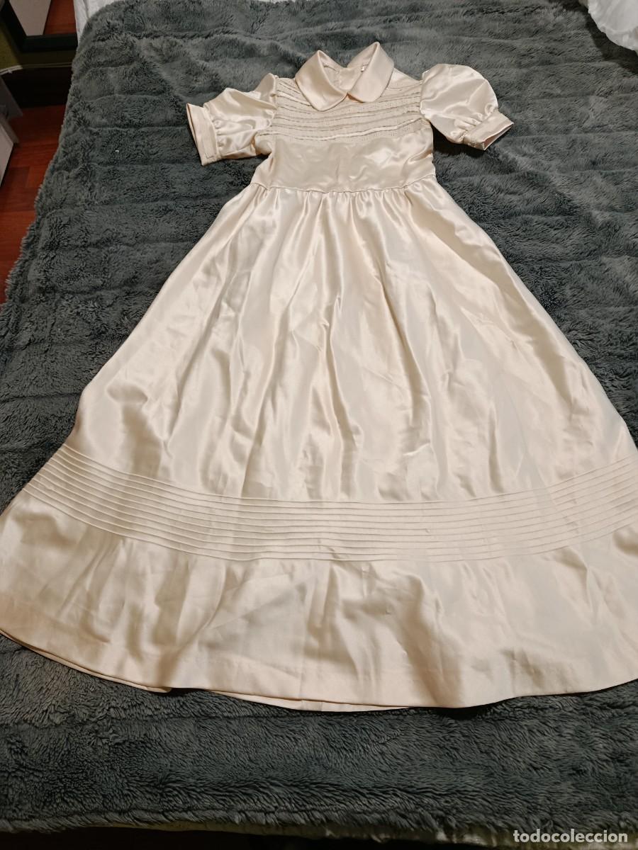 Vintage: VESTIDO DE COMUNION A&Ntilde;OS 70. RASO BEIGE