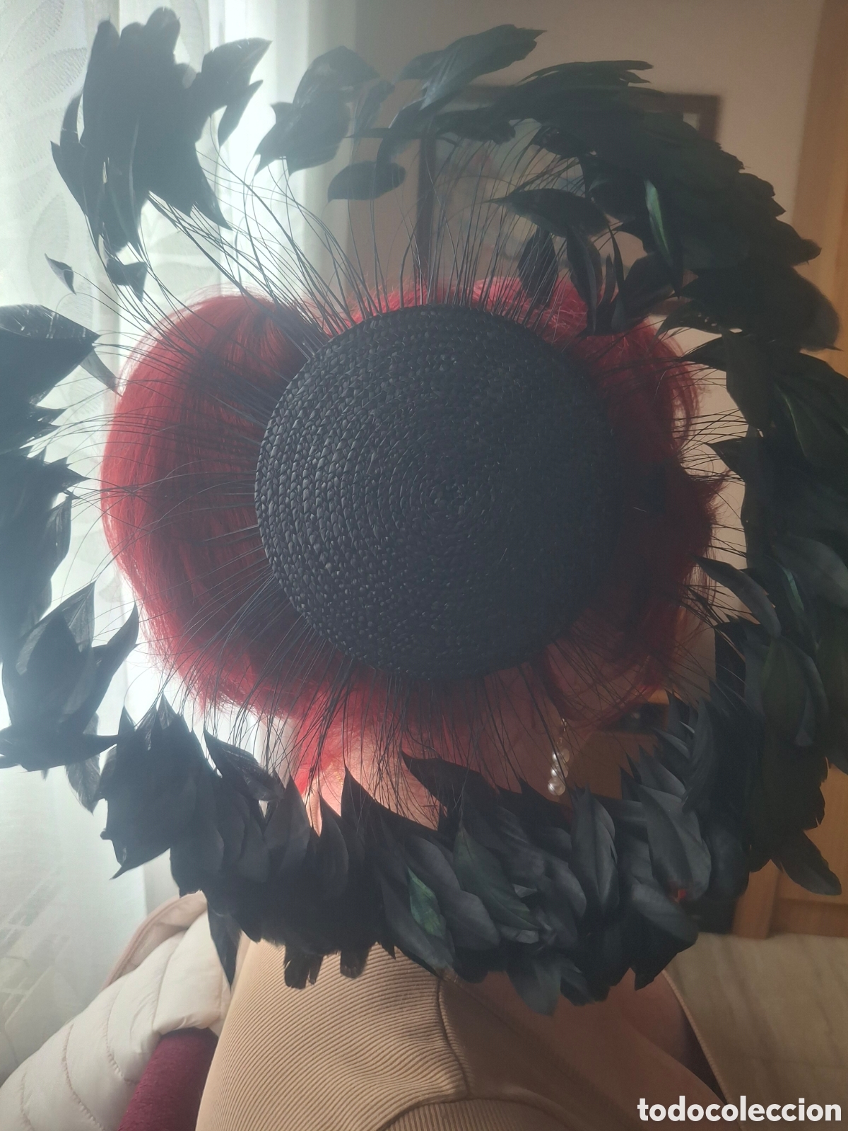 Vintage: Tocado en negro dianetro exteriir 35cm