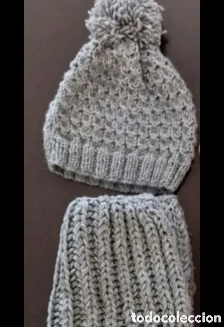 Vintage: Bufanda y gorro gris