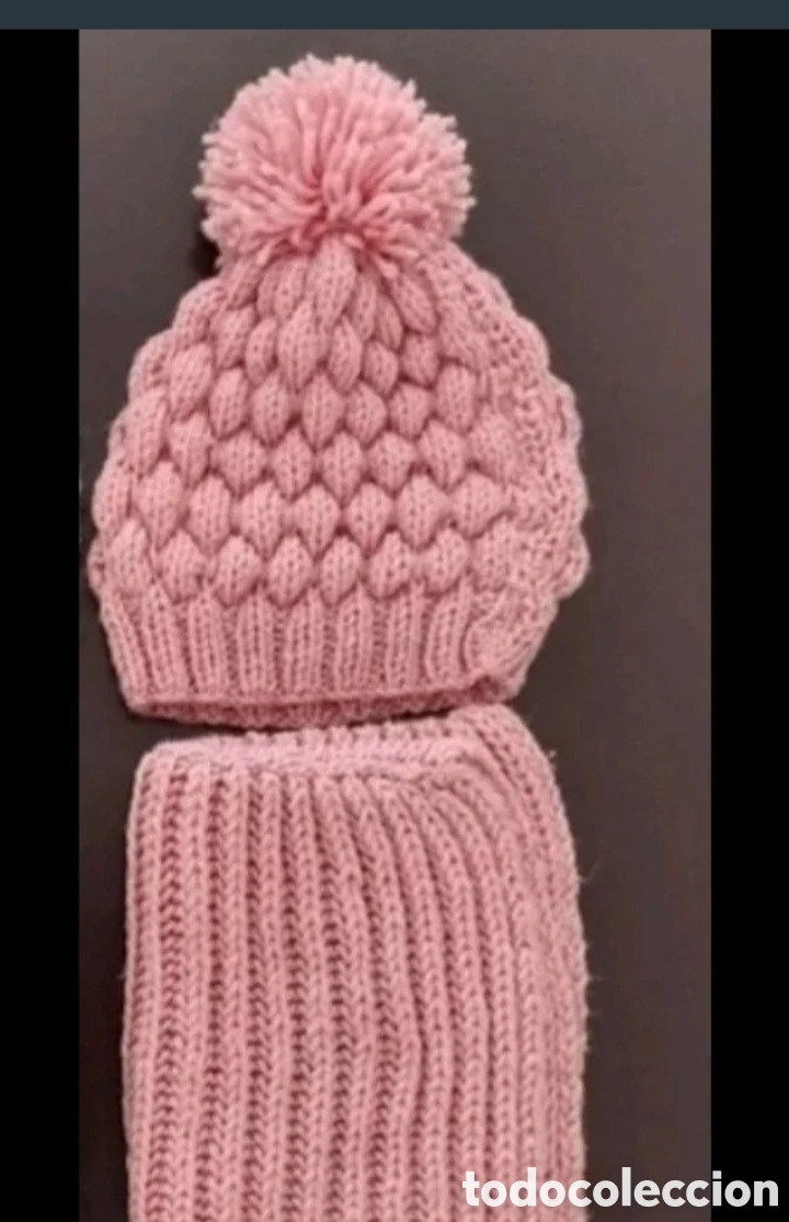 Vintage: Bufanda y gorro rosa