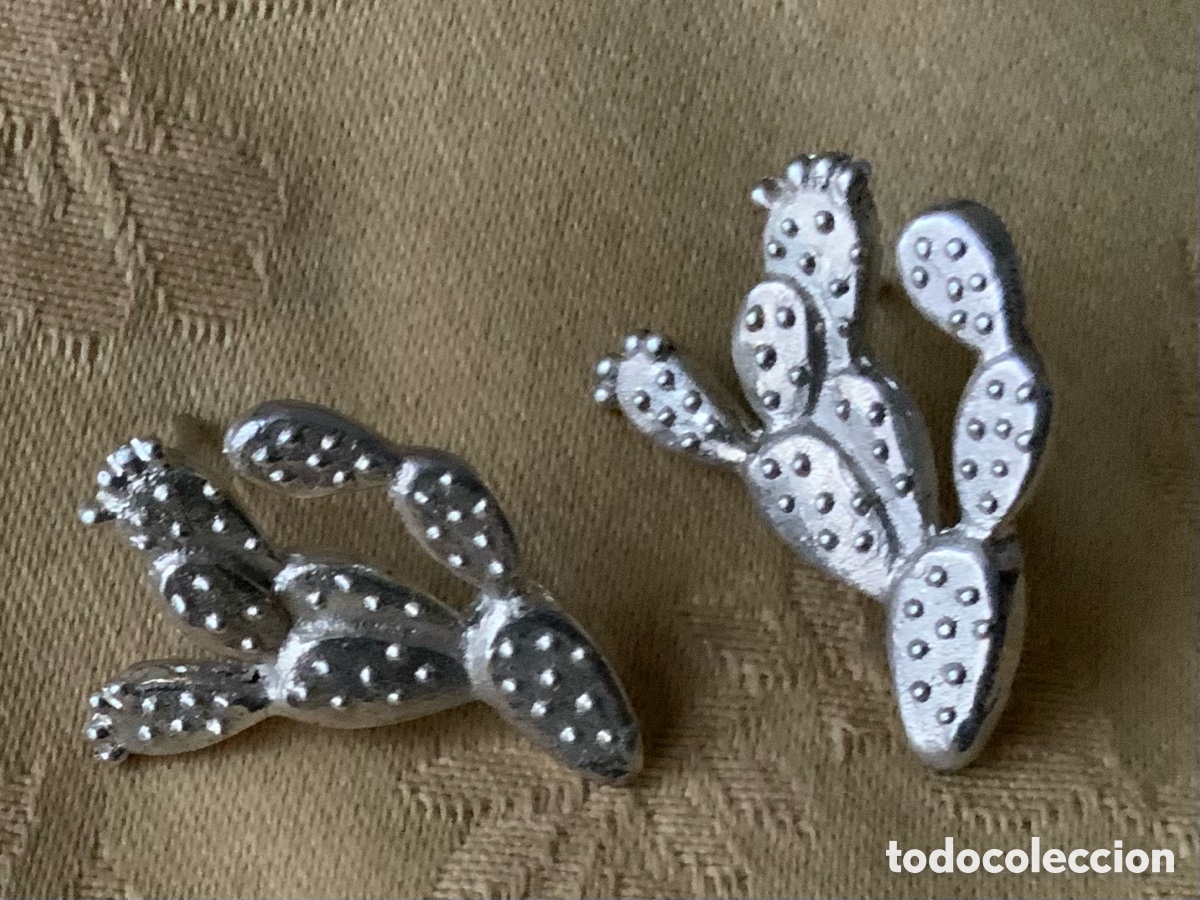 Vintage: PENDIENTES VINTAGE DE PLATA, CACTUS - Foto 3