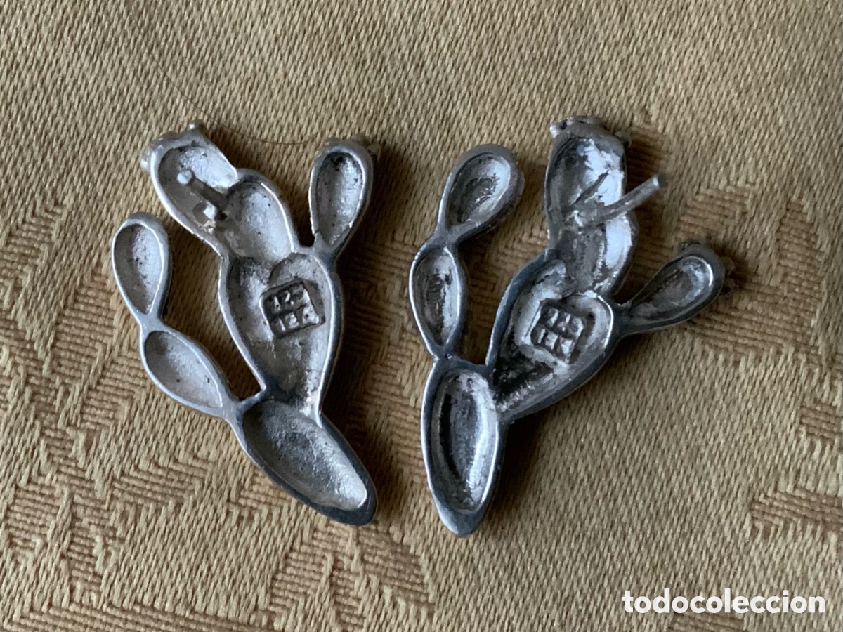 Vintage: PENDIENTES VINTAGE DE PLATA, CACTUS - Foto 4