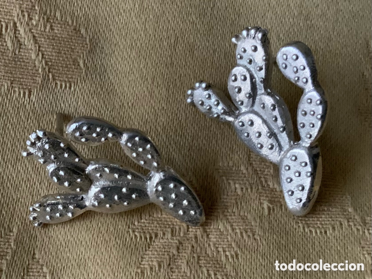 Vintage: PENDIENTES VINTAGE DE PLATA, CACTUS - Foto 5
