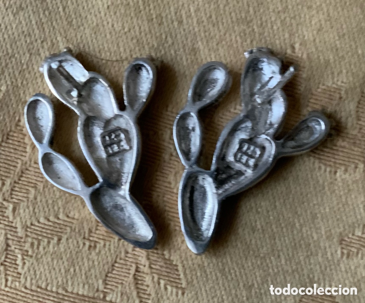 Vintage: PENDIENTES VINTAGE DE PLATA, CACTUS - Foto 6