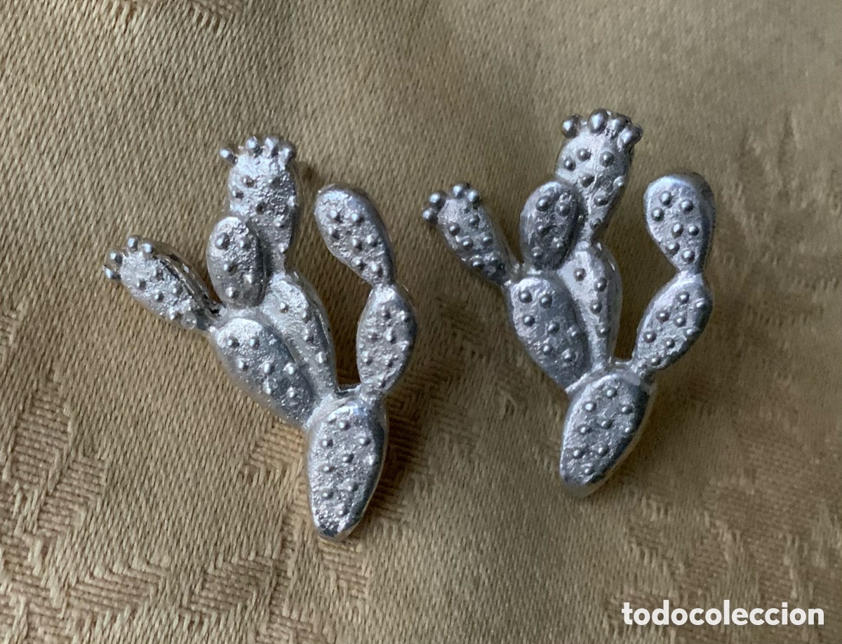 Vintage: PENDIENTES VINTAGE DE PLATA, CACTUS - Foto 7