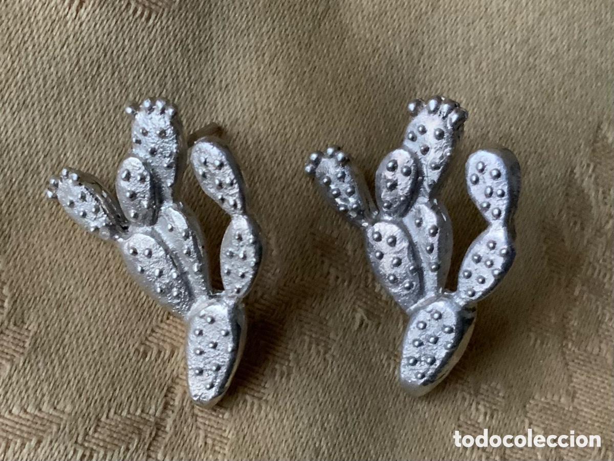 Vintage: PENDIENTES VINTAGE DE PLATA, CACTUS - Foto 1