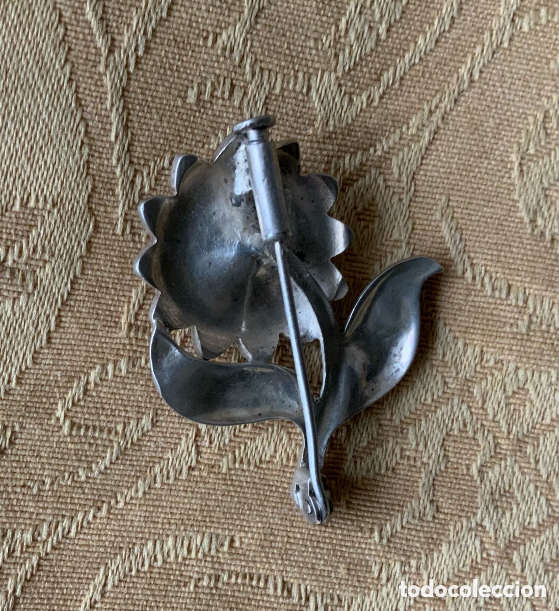 Vintage: ANTIGUO BROCHE FLOR DE PLATA CON MARQUESITAS - Foto 9