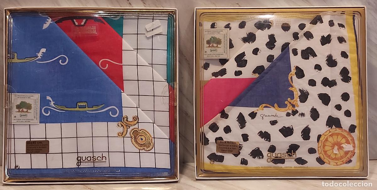 Vintage: 'GUASCH' 2 CAJAS DE 3 PA&Ntilde;UELOS 40X40 CM / CONFECCI&Oacute;N A MANO / 100% ALGOD&Oacute;N / NUEVOS A ESTRENAR