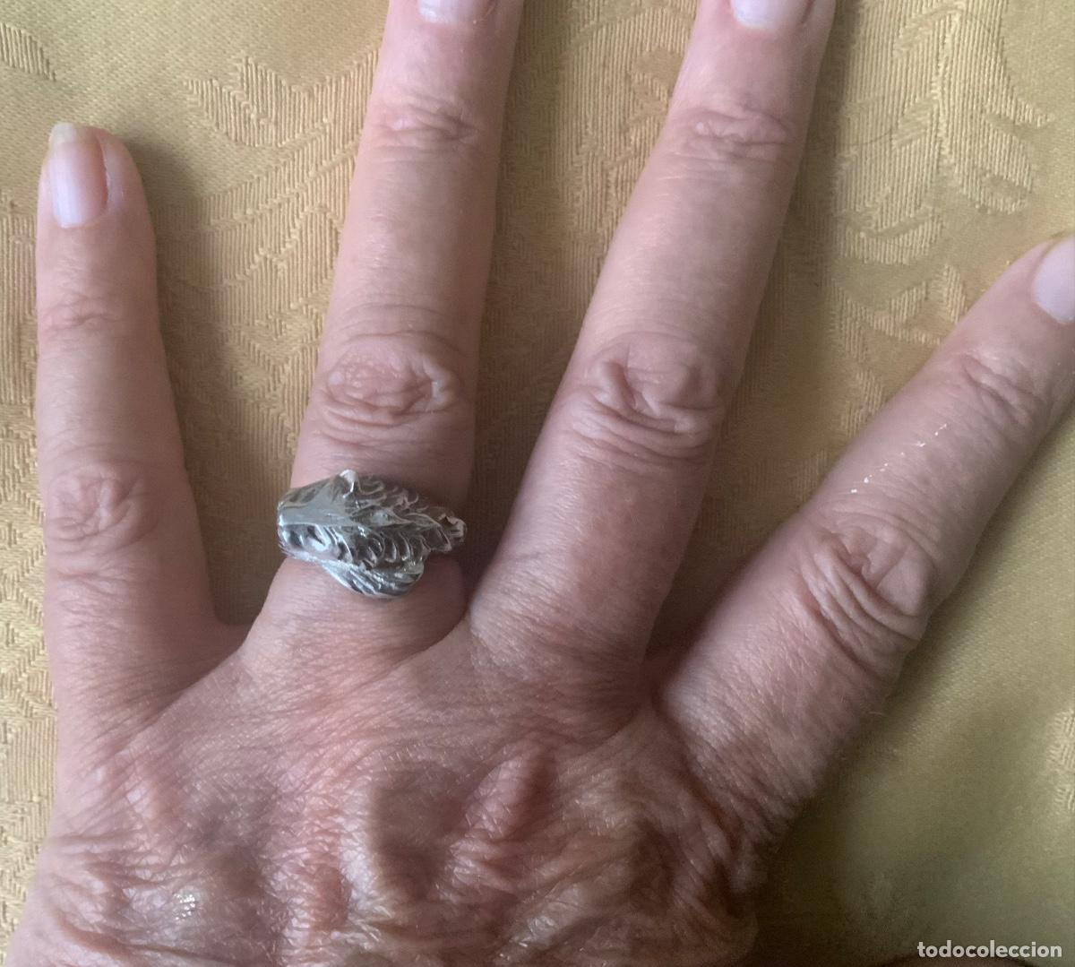 Vintage: ANTIGUO ANILLO DE PLATA CABEZA DE LE&Oacute;N - Foto 2