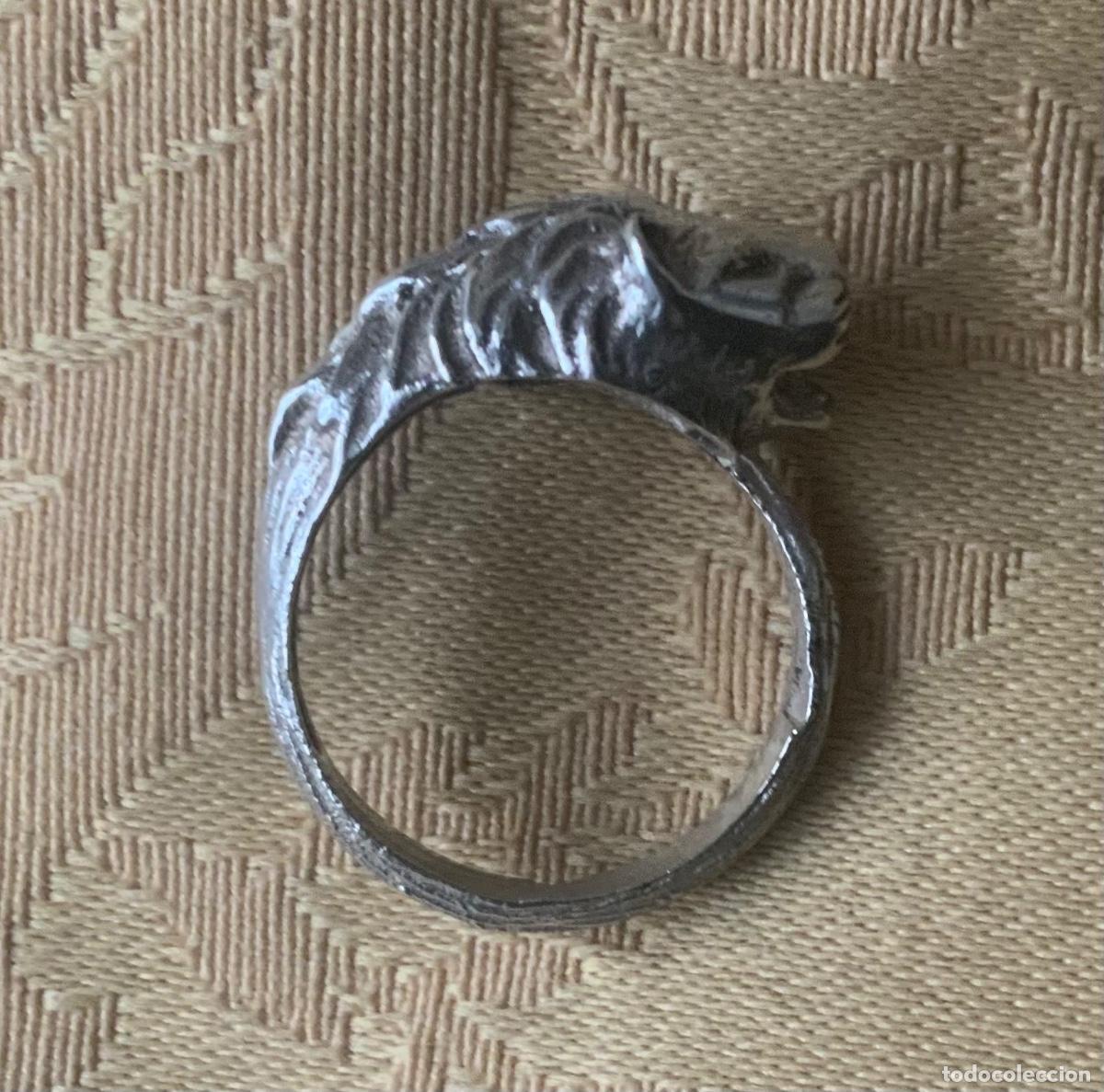 Vintage: ANTIGUO ANILLO DE PLATA CABEZA DE LE&Oacute;N - Foto 5
