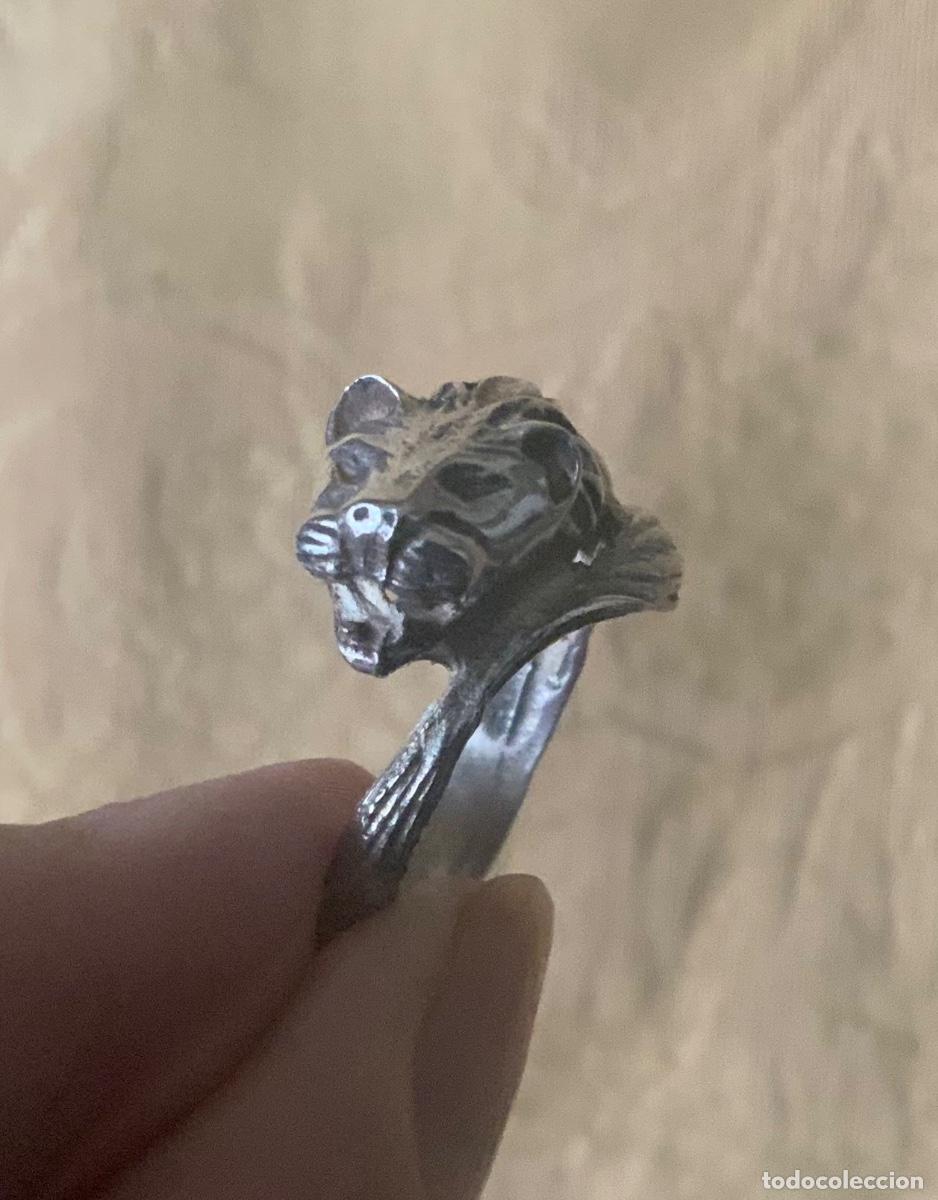 Vintage: ANTIGUO ANILLO DE PLATA CABEZA DE LE&Oacute;N - Foto 6