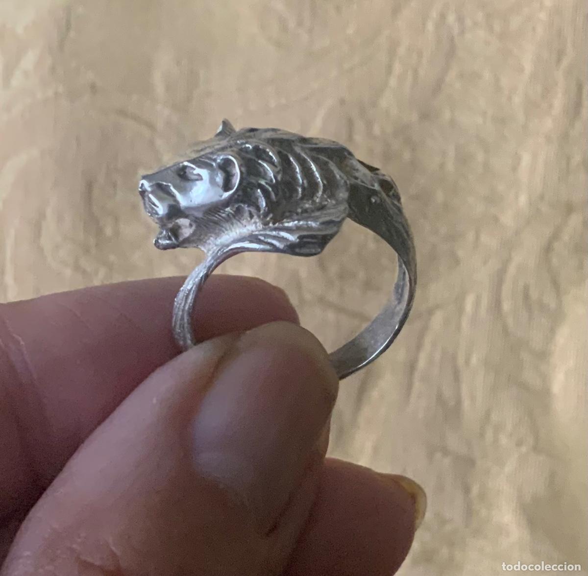 Vintage: ANTIGUO ANILLO DE PLATA CABEZA DE LE&Oacute;N - Foto 7