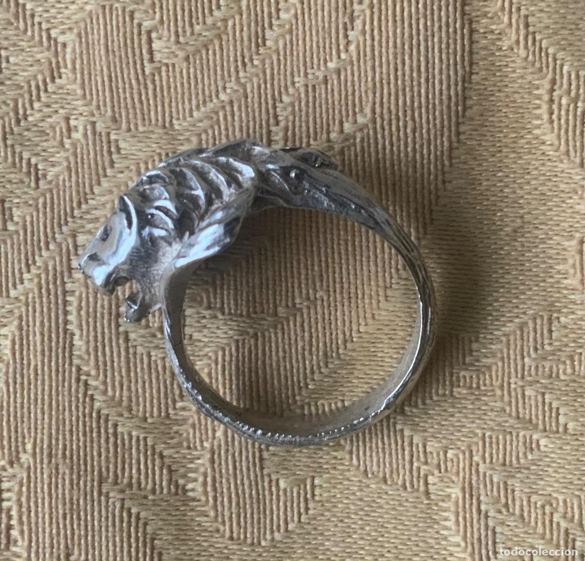Vintage: ANTIGUO ANILLO DE PLATA CABEZA DE LE&Oacute;N - Foto 8