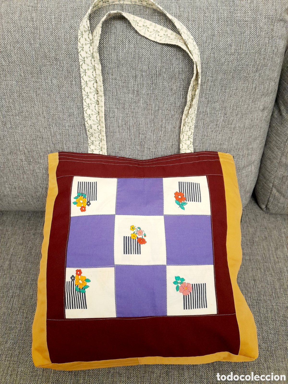 Vintage: Bolso TOTE &Uacute;NICO - Carmen Andr&eacute;s Melero (Patchwork de Autor) - NUEVO