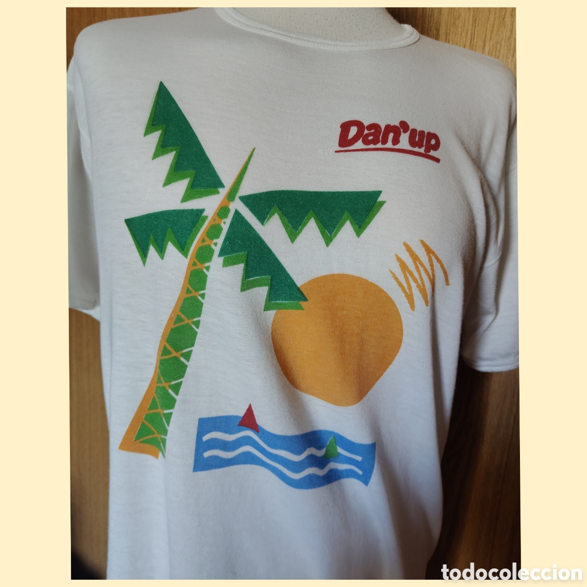 Vintage: Camiseta vintage Dan&rsquo;up blanca unisex con estampado retro palm tree talla L