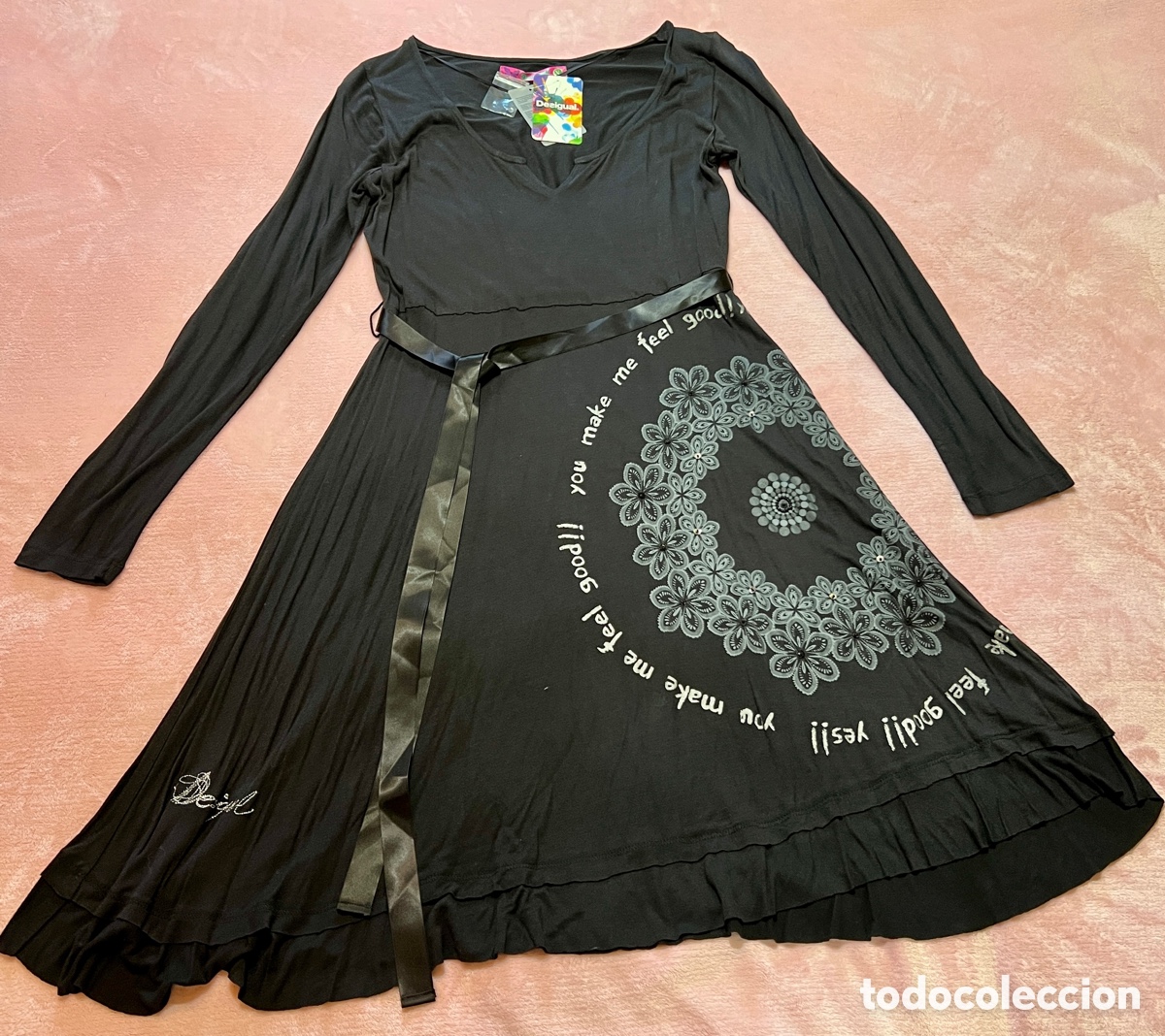 Vintage: Vestido Desigual T/Xl negro con abalorios nuevo