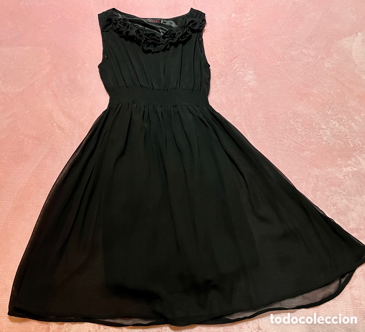 Vintage: Vestido de gasa negro sin mangas T/M-L