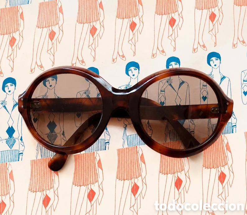 Vintage: Gafas de Sol Vintage Oversize Estilo Mod Carey Marr&oacute;n | Gafas Retro Avant Garde Redondas Francia