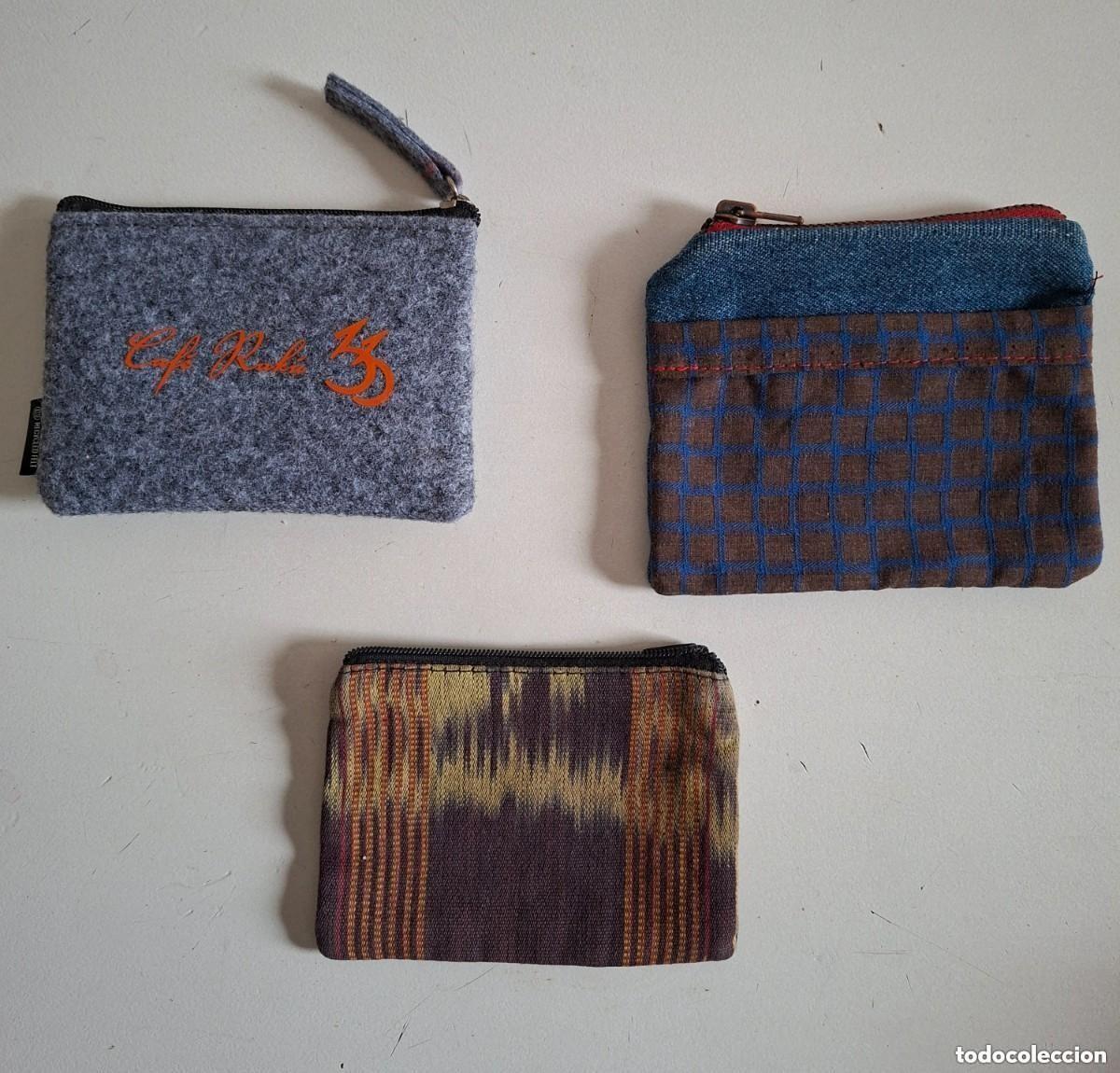 Vintage: 3 MONEDEROS NUEVOS - FIELTRO, JEANS E HILO