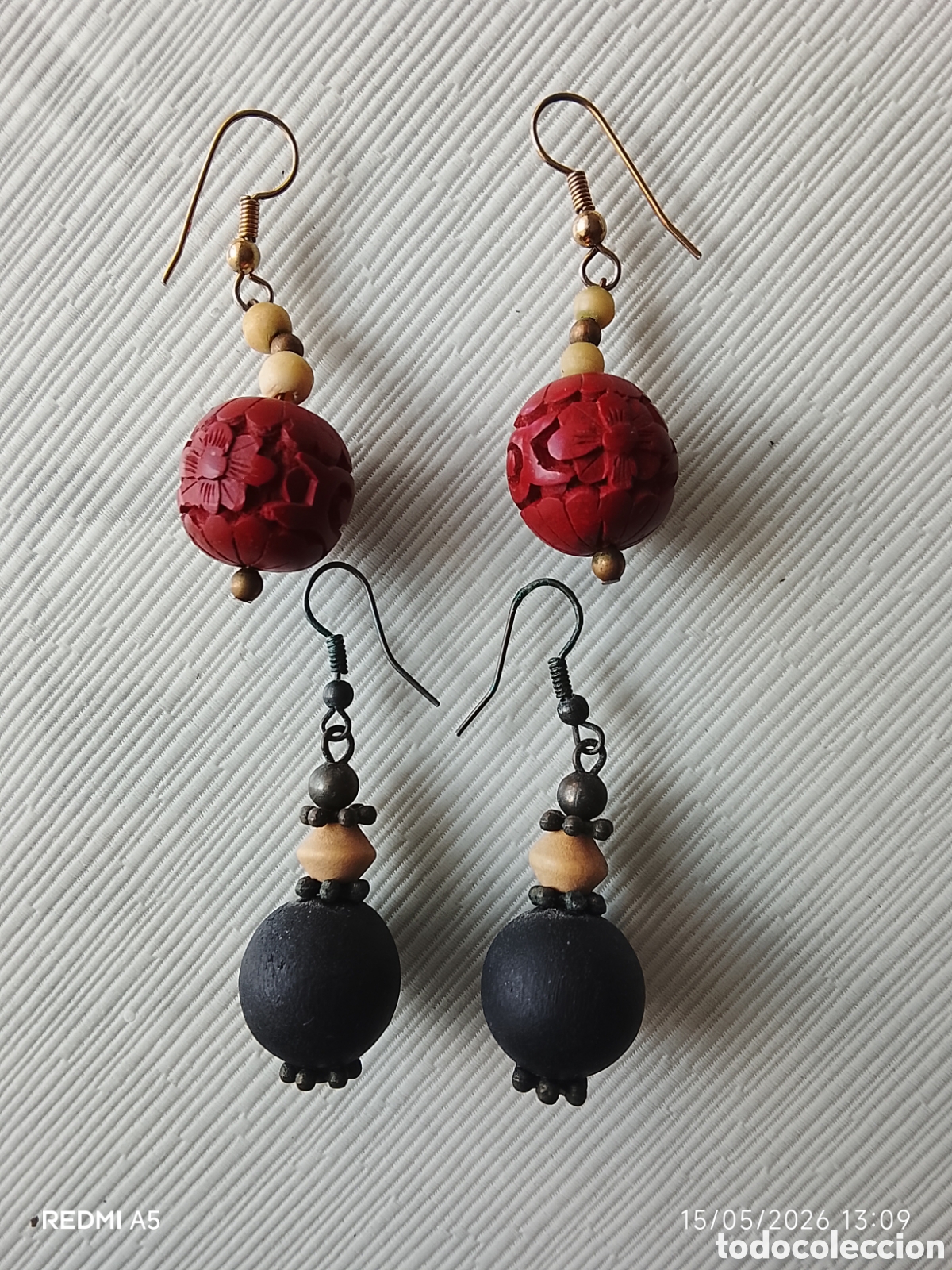 Vintage: Pendientes de madera a&ntilde;os 80.