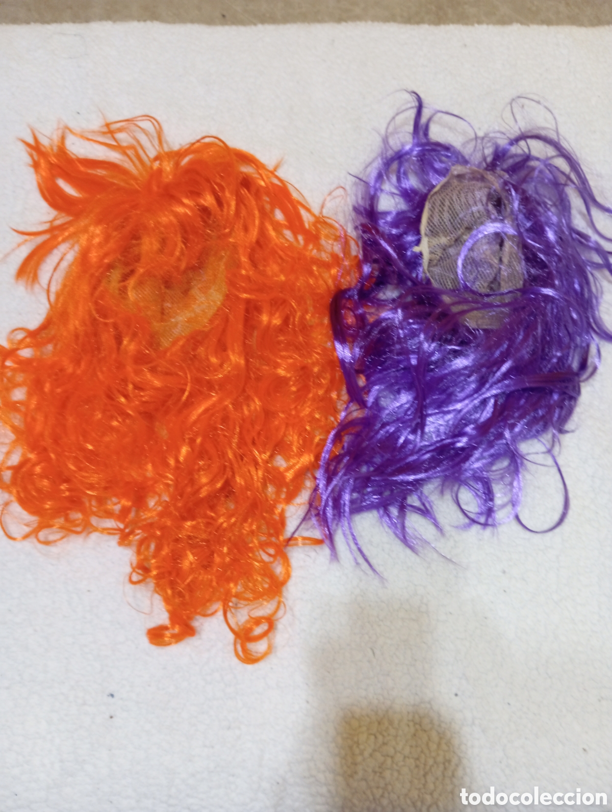 Vintage: Pelucas de fantas&iacute;a rizadas naranja y morada &ndash; Accesorios para disfraces, cosplay y fiestas
