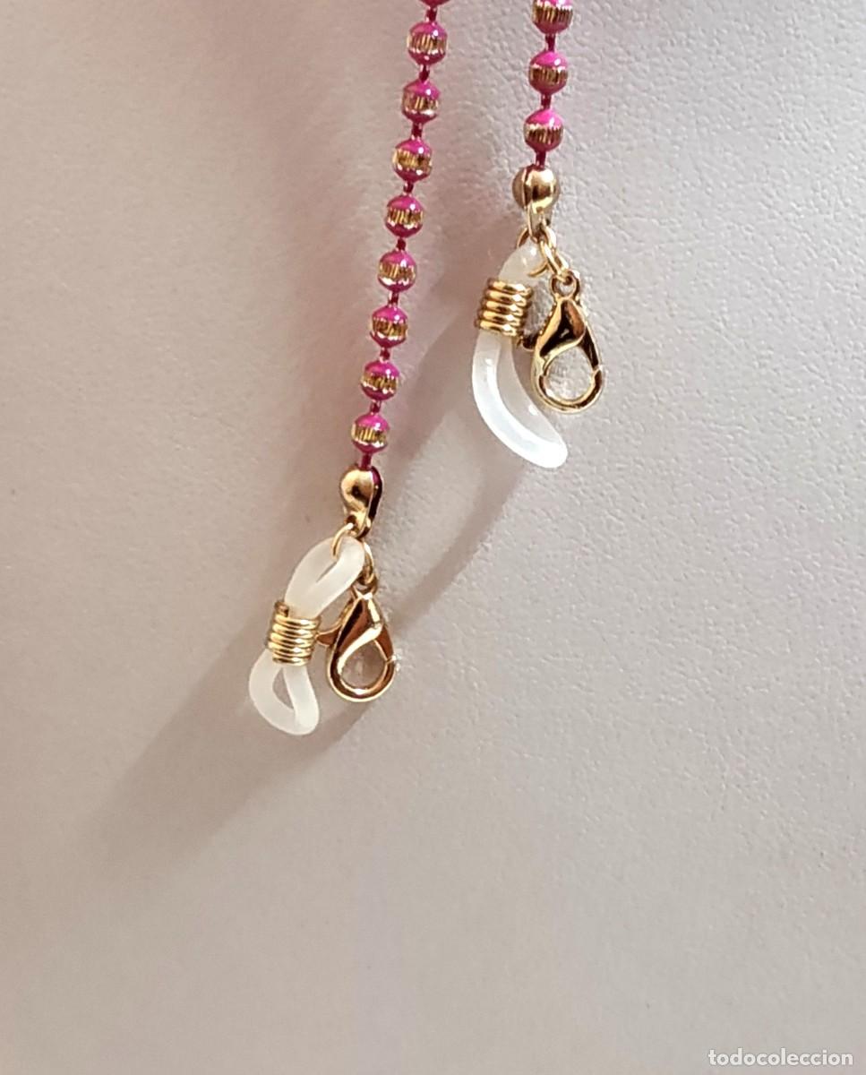 Vintage: Cord&oacute;n para gafas con cuentas rosas y doradas