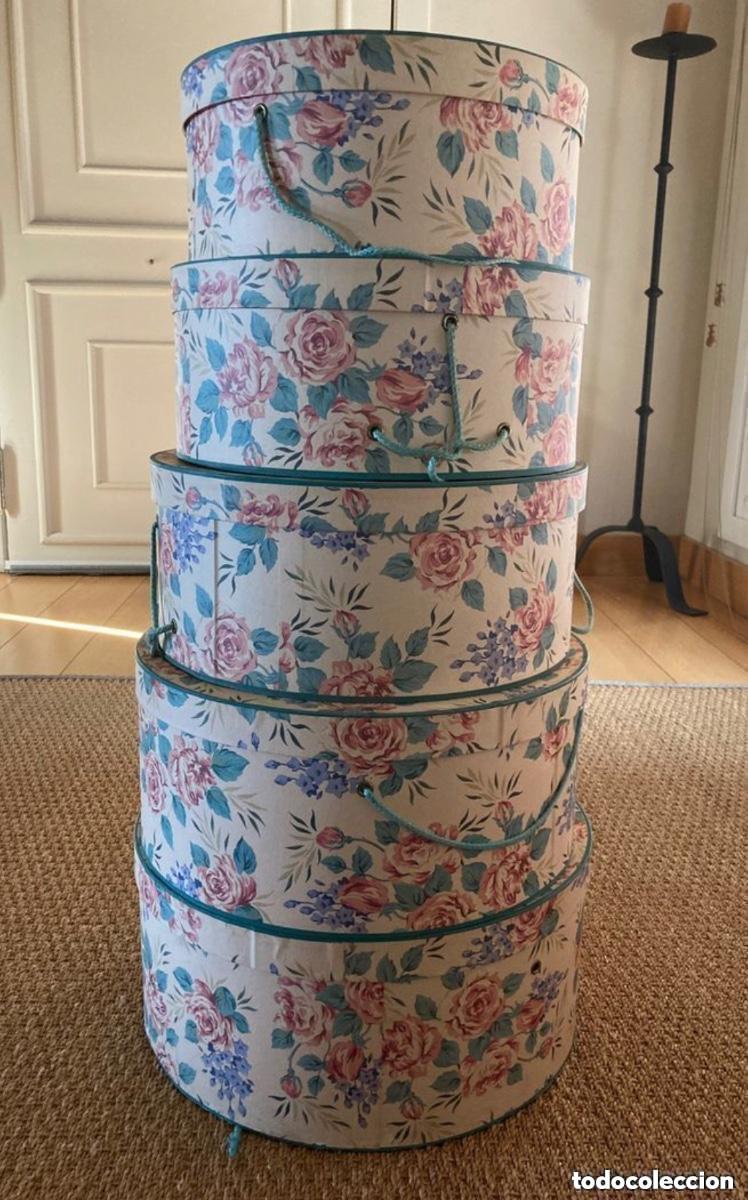 Vintage: Juego de 5 Sombrereras Cajas redondas para sobreros y almacenaje