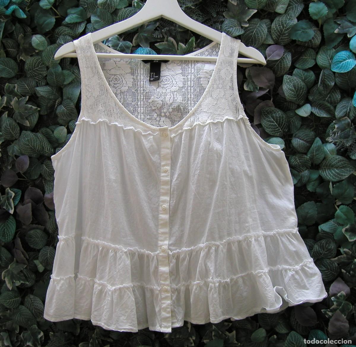 Vintage: Preciosa blusa boho vintage sin mangas en algod&oacute;n 100% H & M Talla 44 Made in India