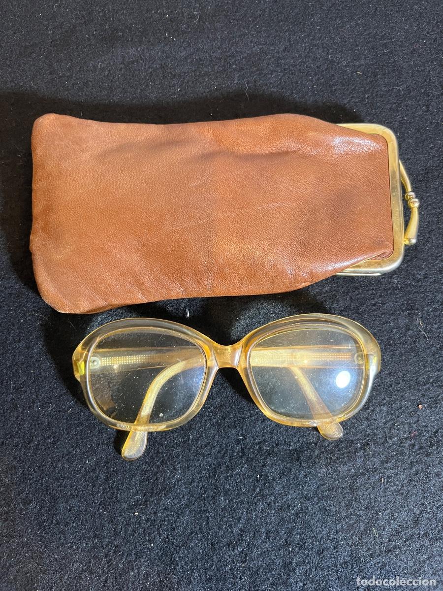Vintage: Gafas vintage Bermejo Frame Spain a&ntilde;os 70 80 montura mariposa acetato &aacute;mbar con funda