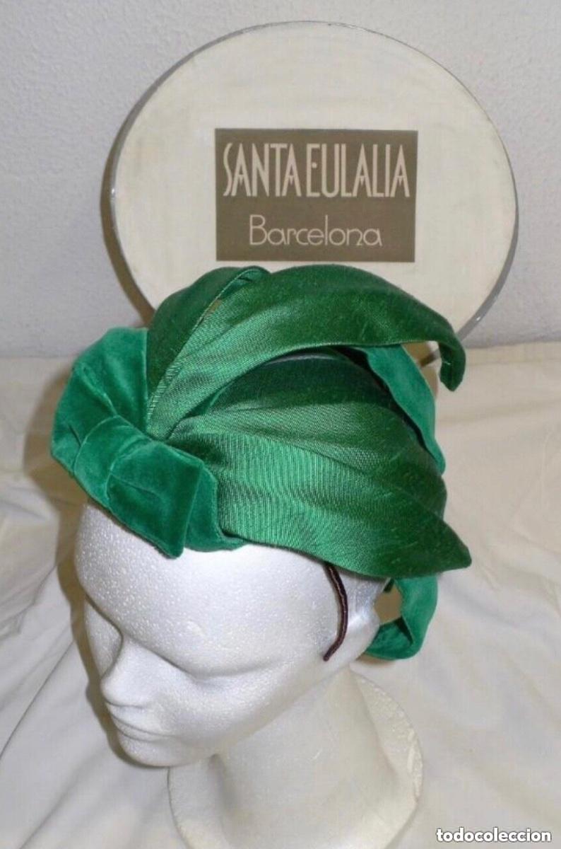 Vintage: SOMBRERO DE ALTA COSTURA SANTA EULALIA COLOR VERDE EN CAJA ESTILO BALENCIAGA