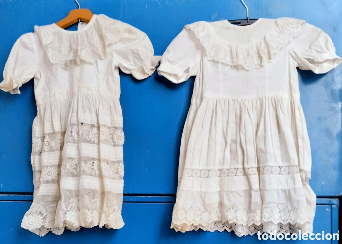 Vintage: 2 VESTIDOS VINTAGE a&ntilde;os 30/40 en NORMAL ESTADO con se&ntilde;ales normales de uso (ver fotos y descripci&oacute;n)