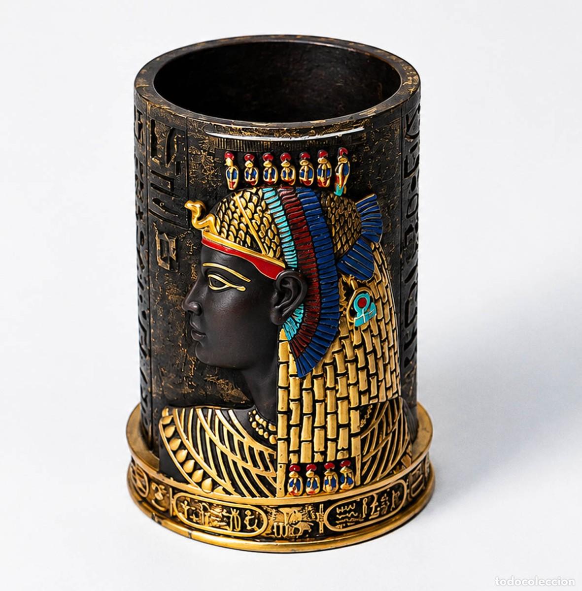 Vintage: Lachineuse, Recipiente para l&aacute;pices egipcio fara&oacute;n, Objeto de decoraci&oacute;n de oficina egipcio