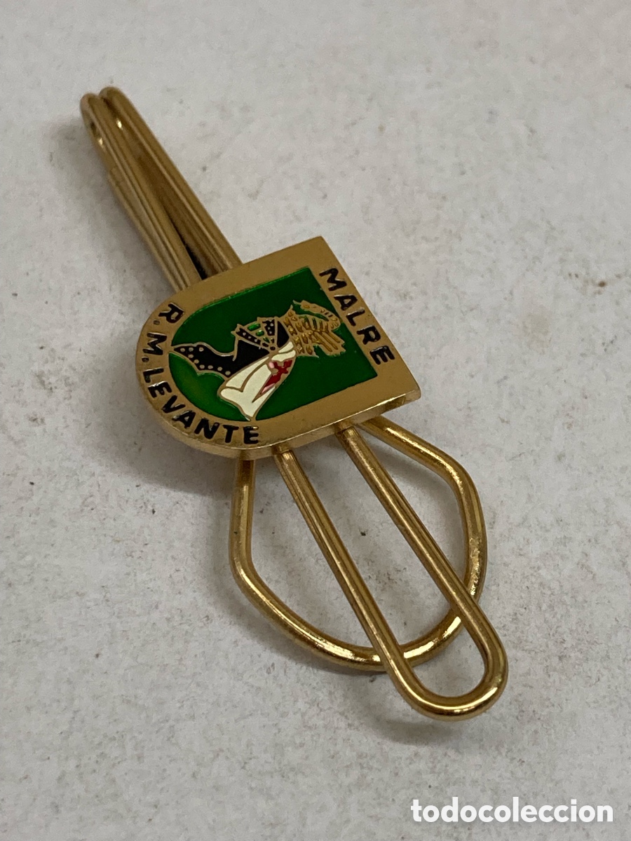 Vintage: pisacorbatas dorado esmaltado de la Regi&oacute;n Militar Levante del Ej&eacute;rcito de Tierra espa&ntilde;ol B219
