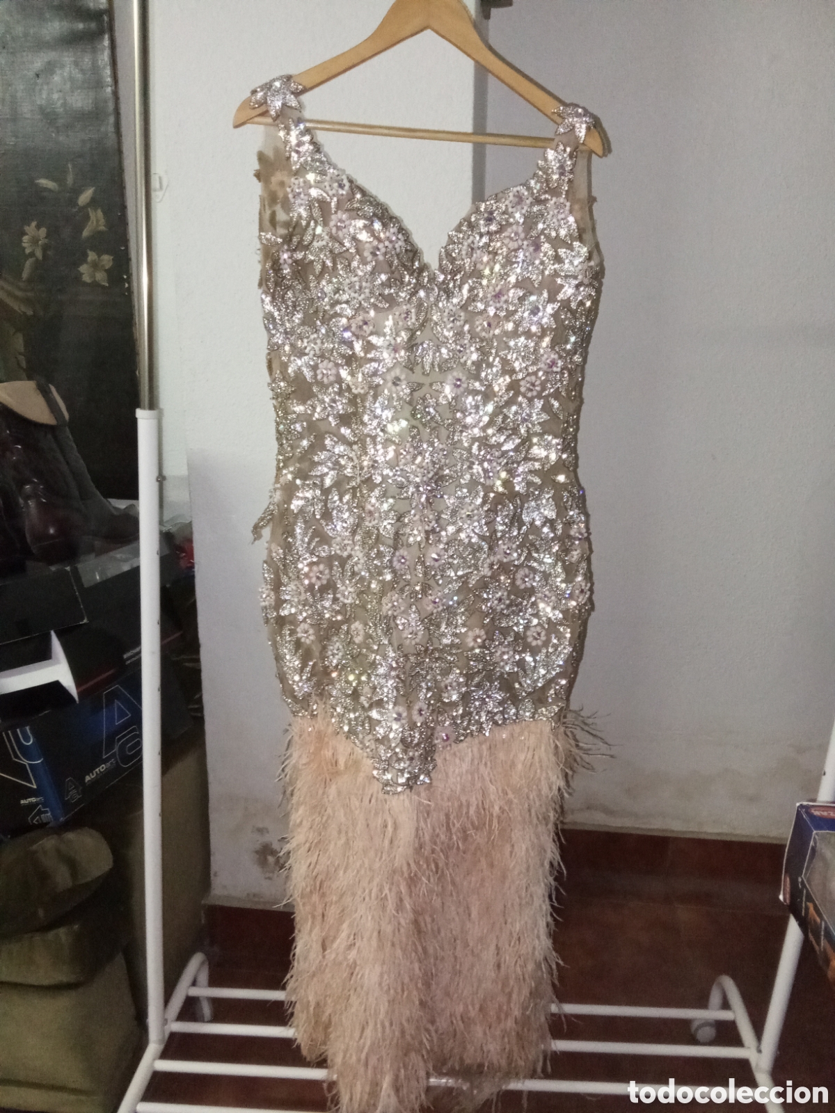 Vintage: ESPECTACULAR VESTIDO DE FIESTA CON CRISTALES muy pesado