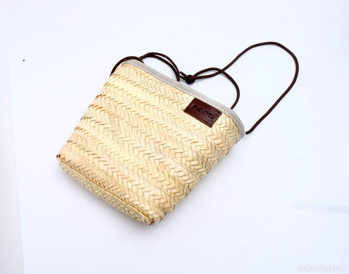 Vintage: Bolso, mochila POINT fibra natural trenzada y tela
