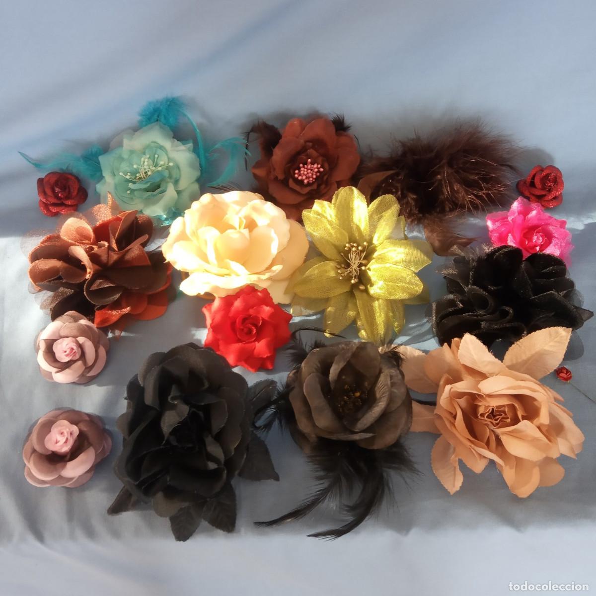 Vintage: Lote de tocados y broches vintage/retro - flores, plumas