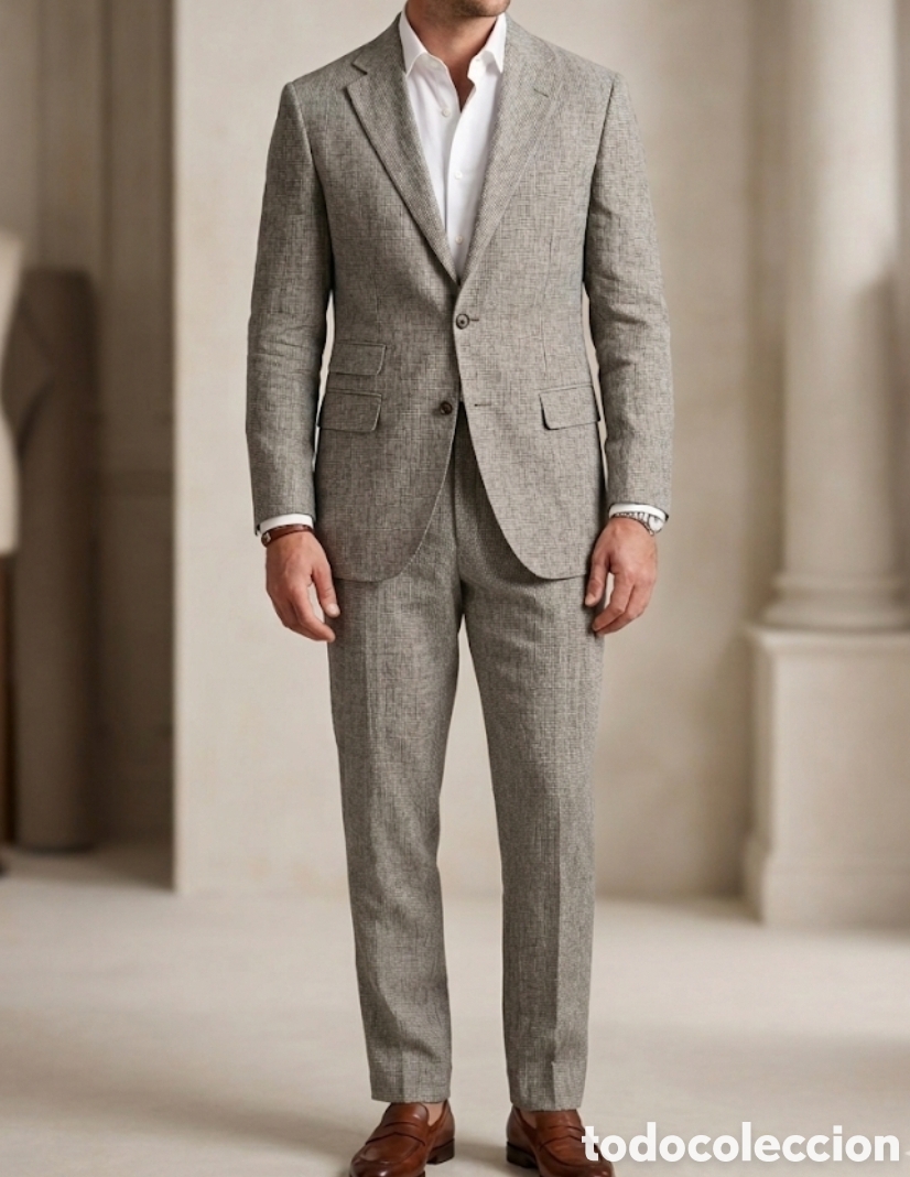 Vintage: LUBIAM 100% Lino Italiano Traje Sartorial Sin uso T.52 PvP 800&euro;