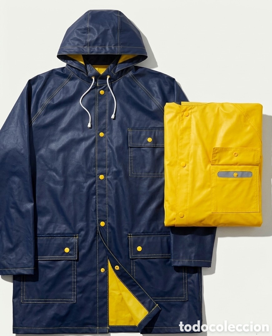 Vintage: Chubasquero Parka Reversible Vintage A&ntilde;os 90 con Capucha - Nuevo (Azul/Amarillo)