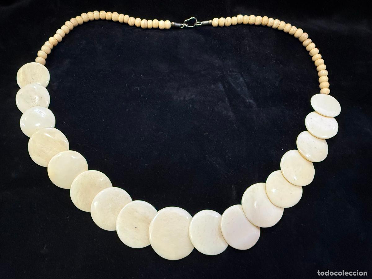 Vintage: ANTIGUO COLLAR DE HUESO - MEDIDA ABIERTO 67 CM
