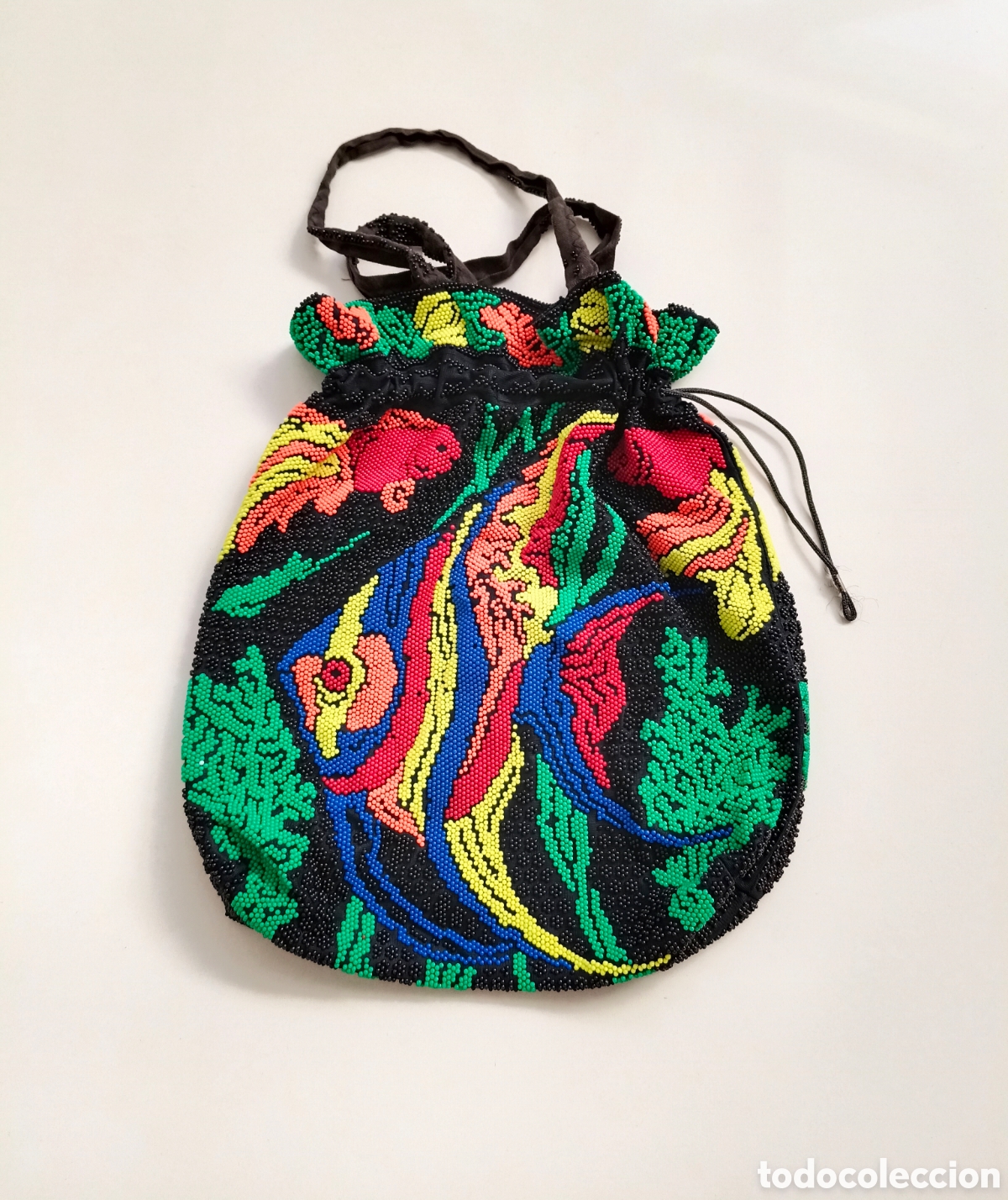Vintage: Bolso Vintage Cuentas Bolitas A&ntilde;os 60 70 Hippie Mod Boho Chic