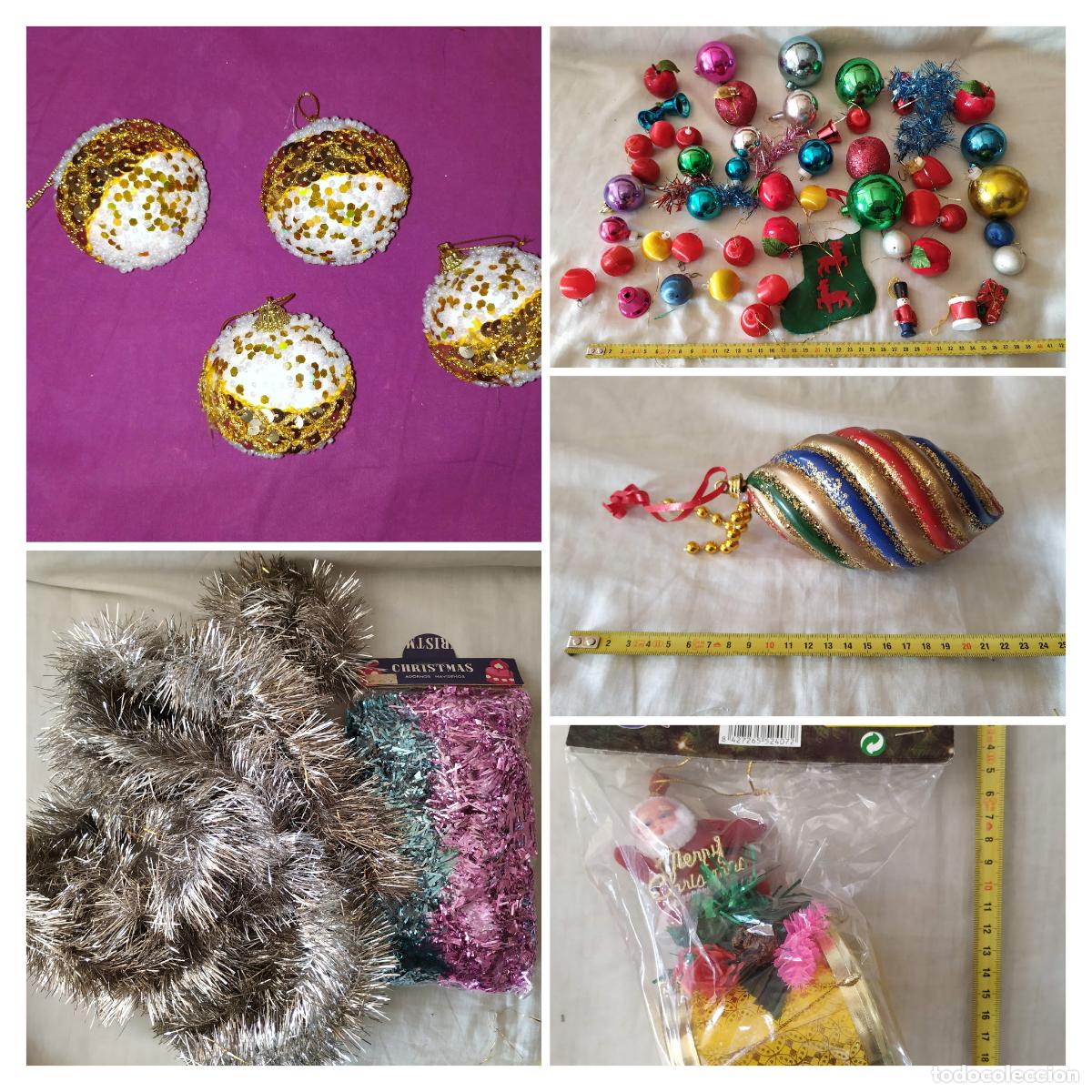 Vintage: Lote Adornos Navide&ntilde;os, Navidad, Bolas &Aacute;rbol, Espumill&oacute;n