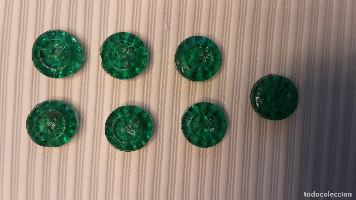Vintage: 6 botones de cristal verde esmeralda . A&Ntilde;OS 50 siglo XX