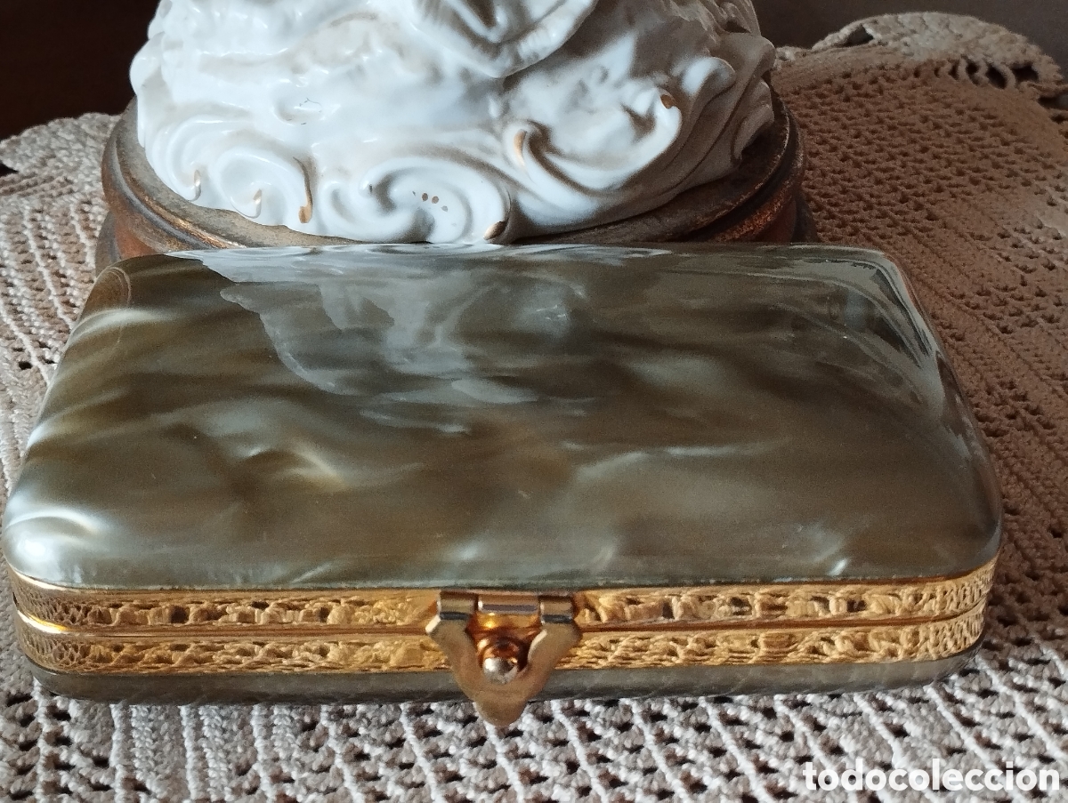 Vintage: ANTIGUO BOLSO DE MANO MUJER CELULOIDE NACARADO/ METAL DORADO A&Ntilde;OS 50/60 NUEVO