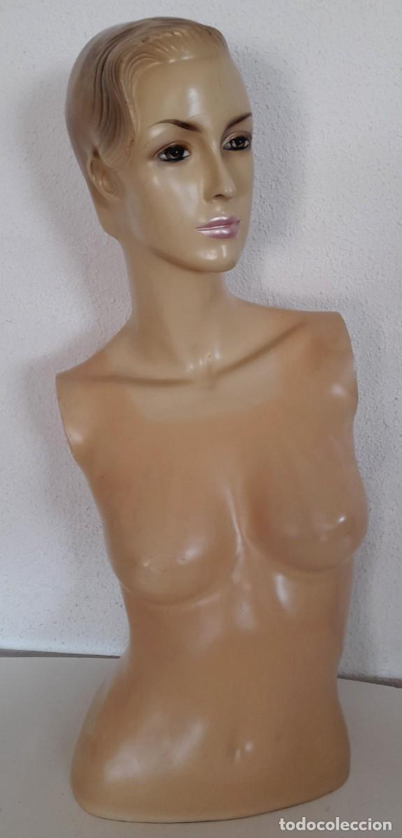 Vintage: Maniqu&iacute; femenino busto mujer vintage a&ntilde;os 60 aprox. escaparate tienda 73 cm de alto
