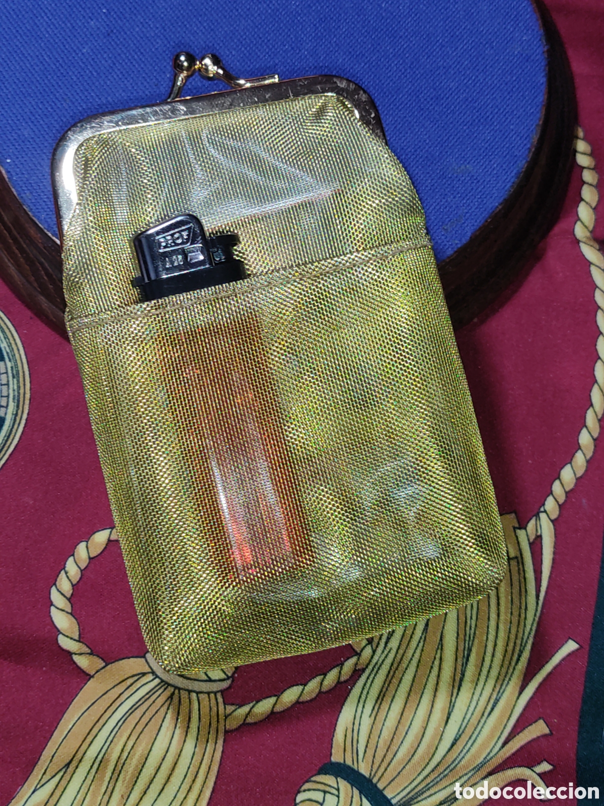 Vintage: Pitillera de malla met&aacute;lica dorada.Vintage.Nueva,sin uso.
